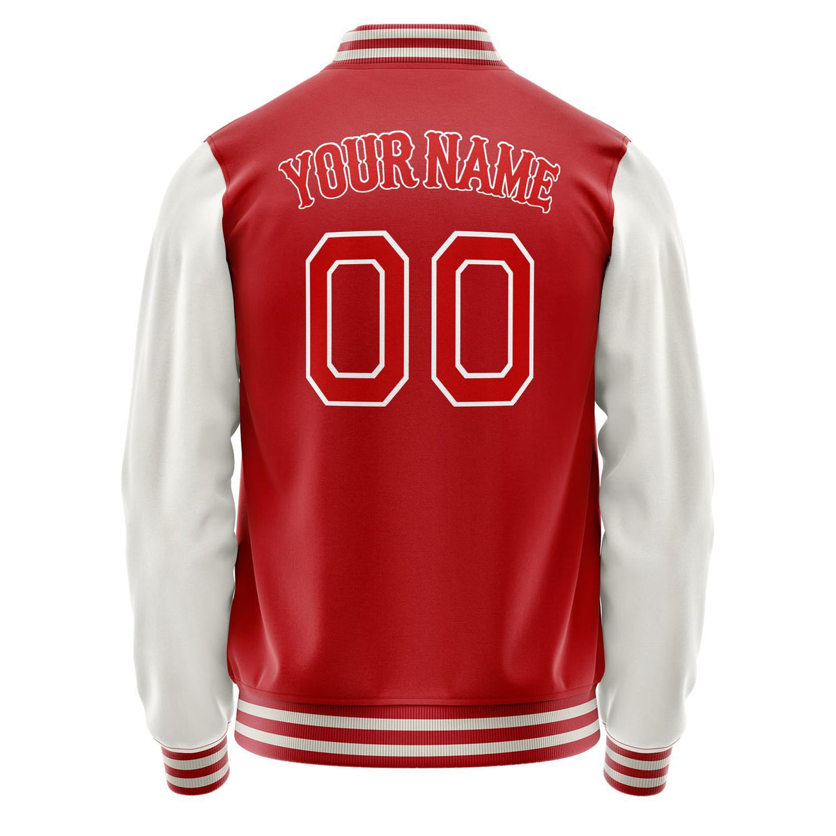 Custom Red White Solid Color Varsity Letterman Jacket JA02240617XY392