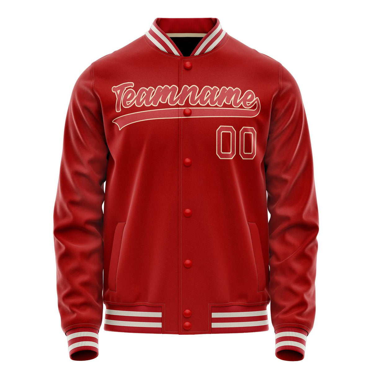 Custom Red Cream Solid Color Varsity Letterman Jacket JA02240617XY396