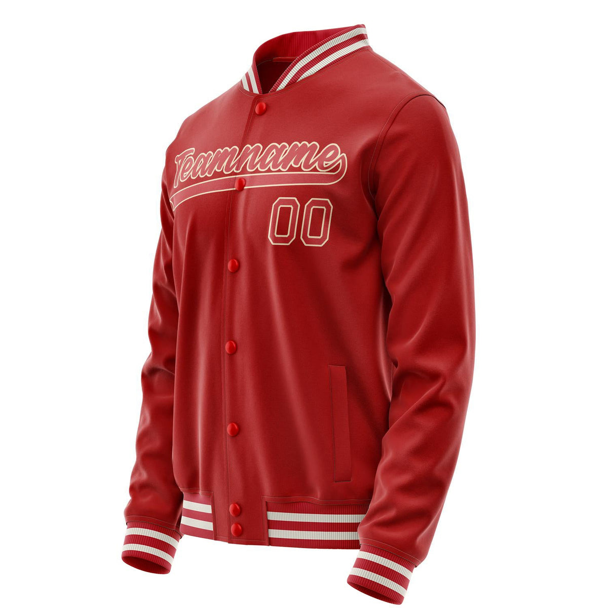 Custom Red Cream Solid Color Varsity Letterman Jacket JA02240617XY396