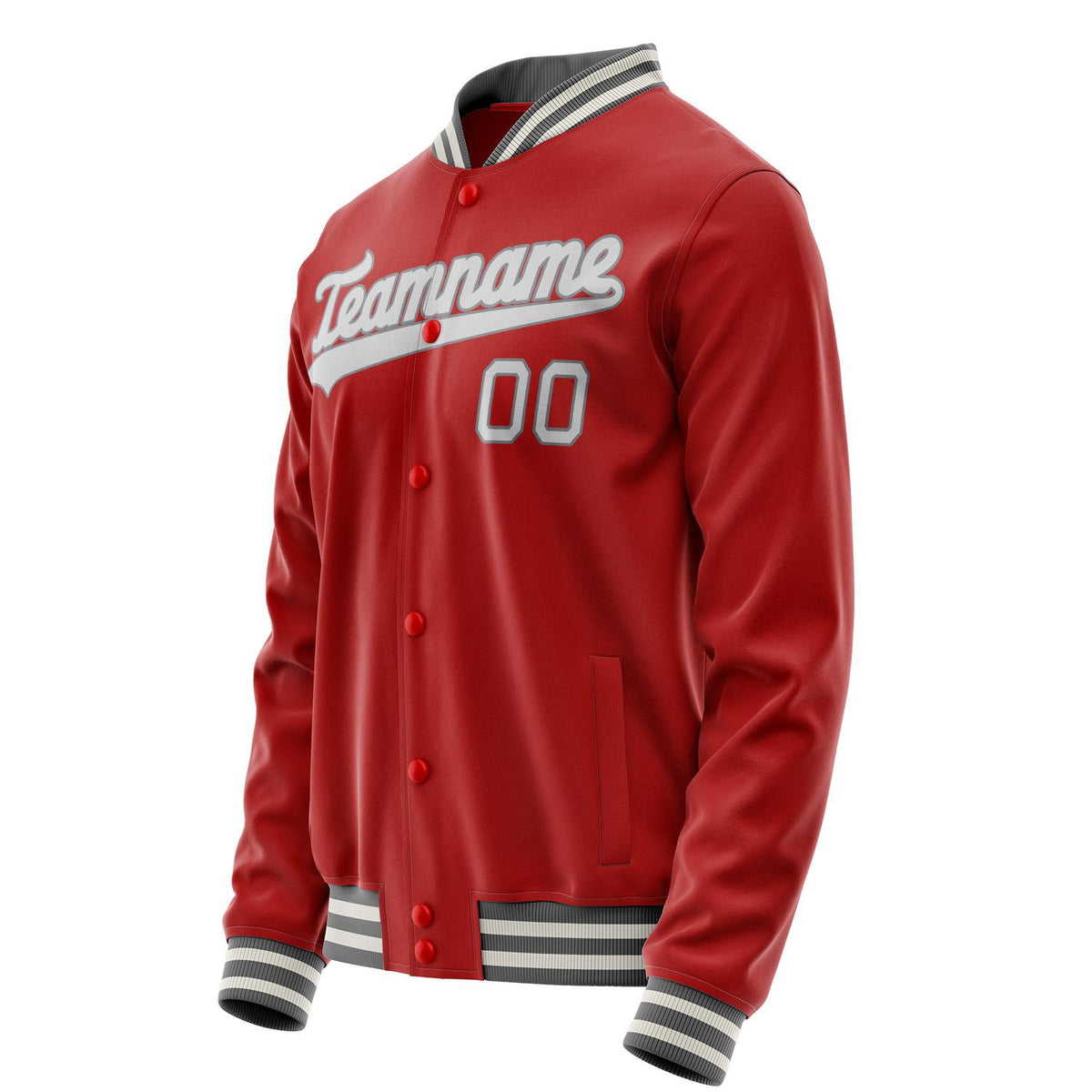 Custom Red Gray Solid Color Varsity Letterman Jacket JA02240617XY397