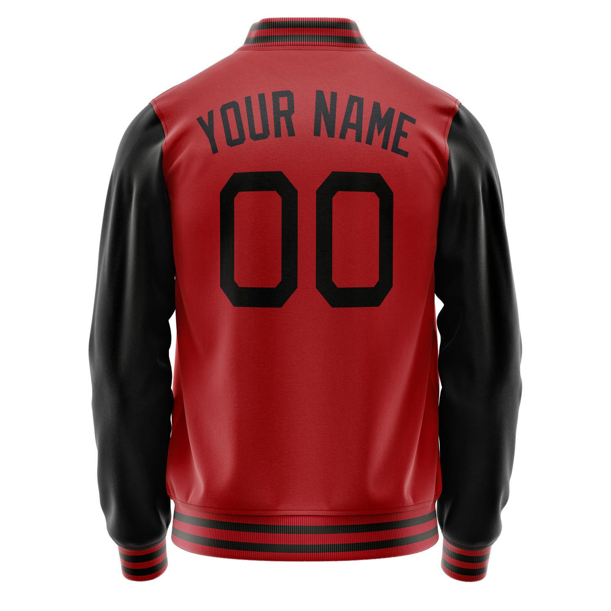 Custom Red Black Solid Color Varsity Letterman Jacket JA02240617XY400