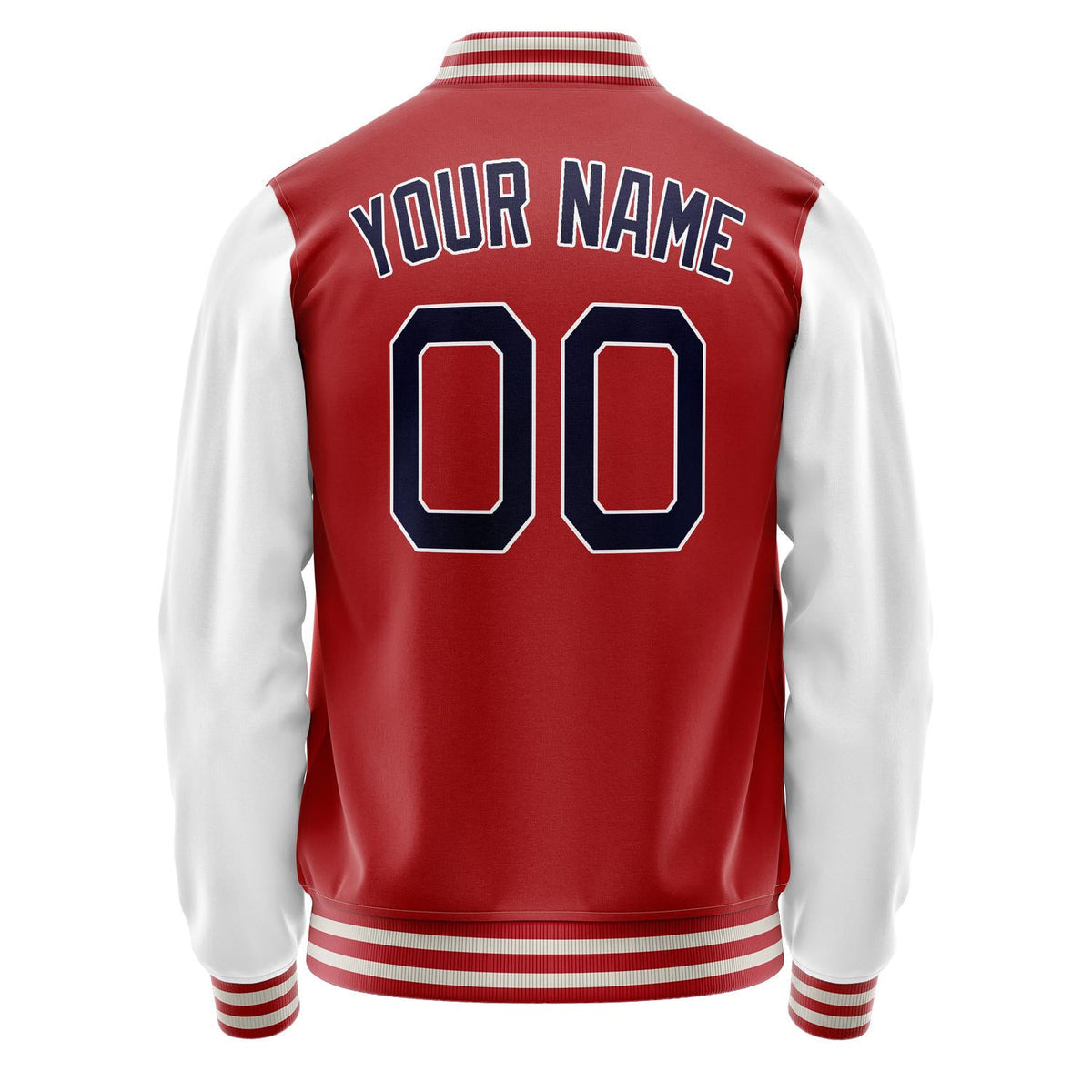 Custom Red White Solid Color Varsity Letterman Jacket JA02240617XY402