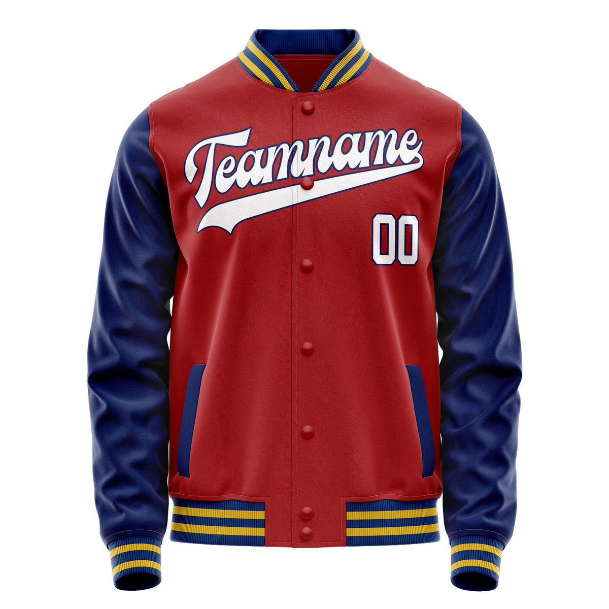 Custom Red Royal Solid Color Varsity Letterman Jacket JA02240617XY403