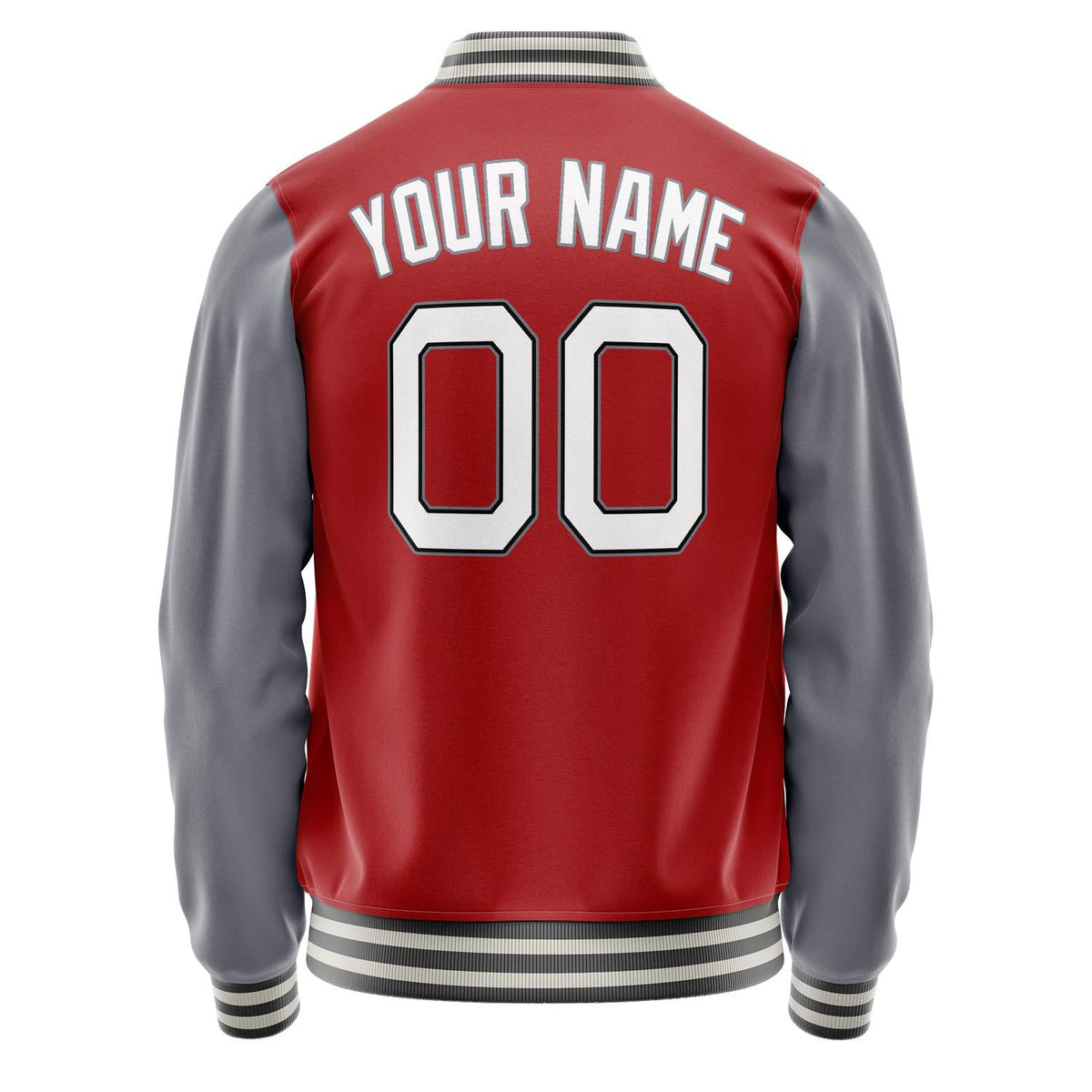 Custom Red Gray Solid Color Varsity Letterman Jacket JA02240617XY404