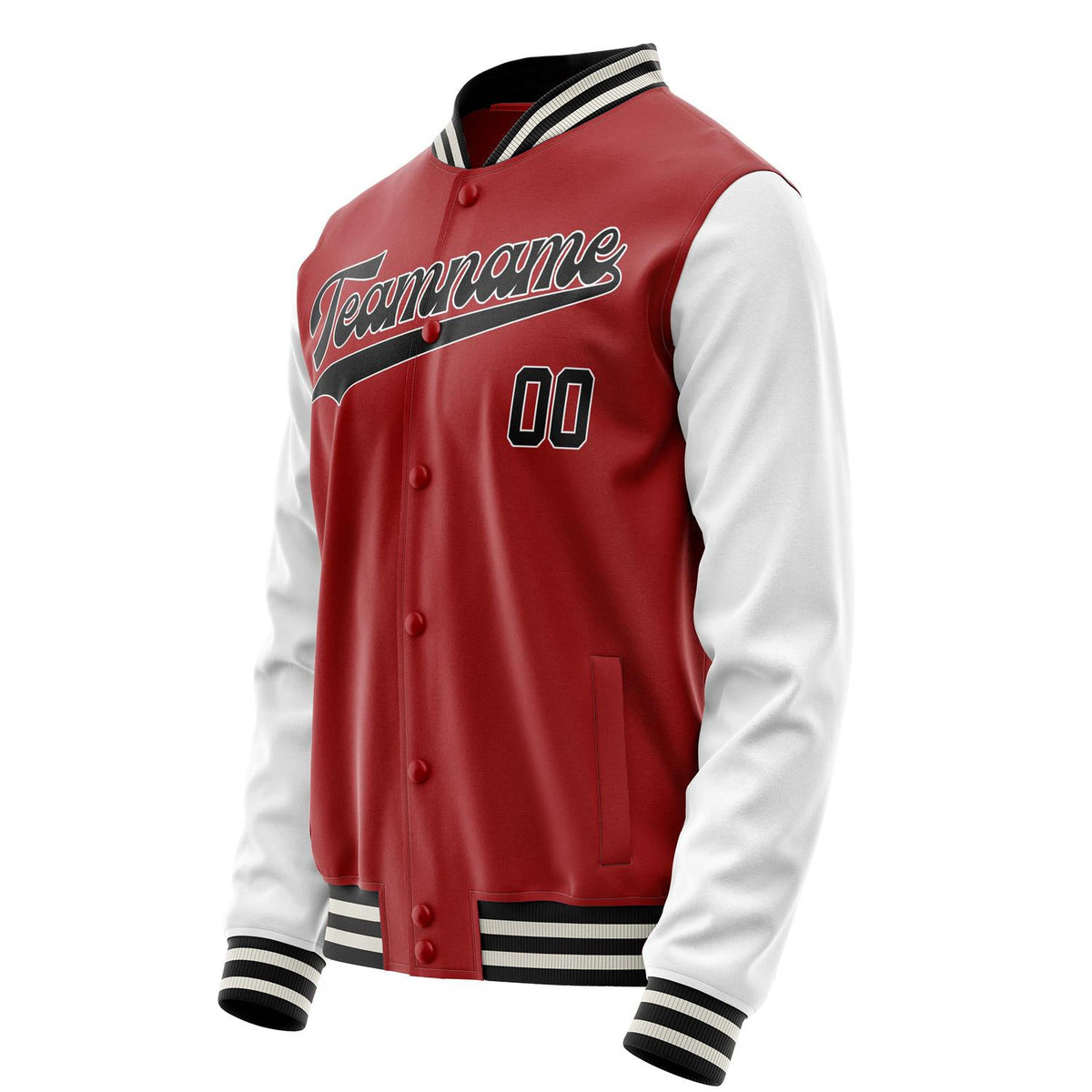 Custom Red White Solid Color Varsity Letterman Jacket JA02240617XY410