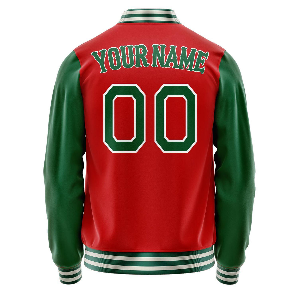 Custom Red Kelly-Green Solid Color Varsity Letterman Jacket JA02240617XY411