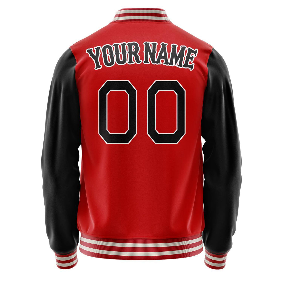 Custom Red Black Solid Color Varsity Letterman Jacket JA02240617XY412