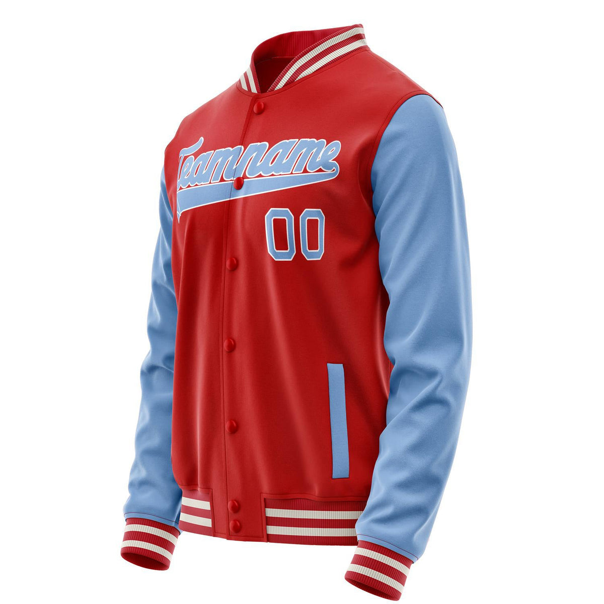 Custom Red Light-Blue Solid Color Varsity Letterman Jacket JA02240617XY413