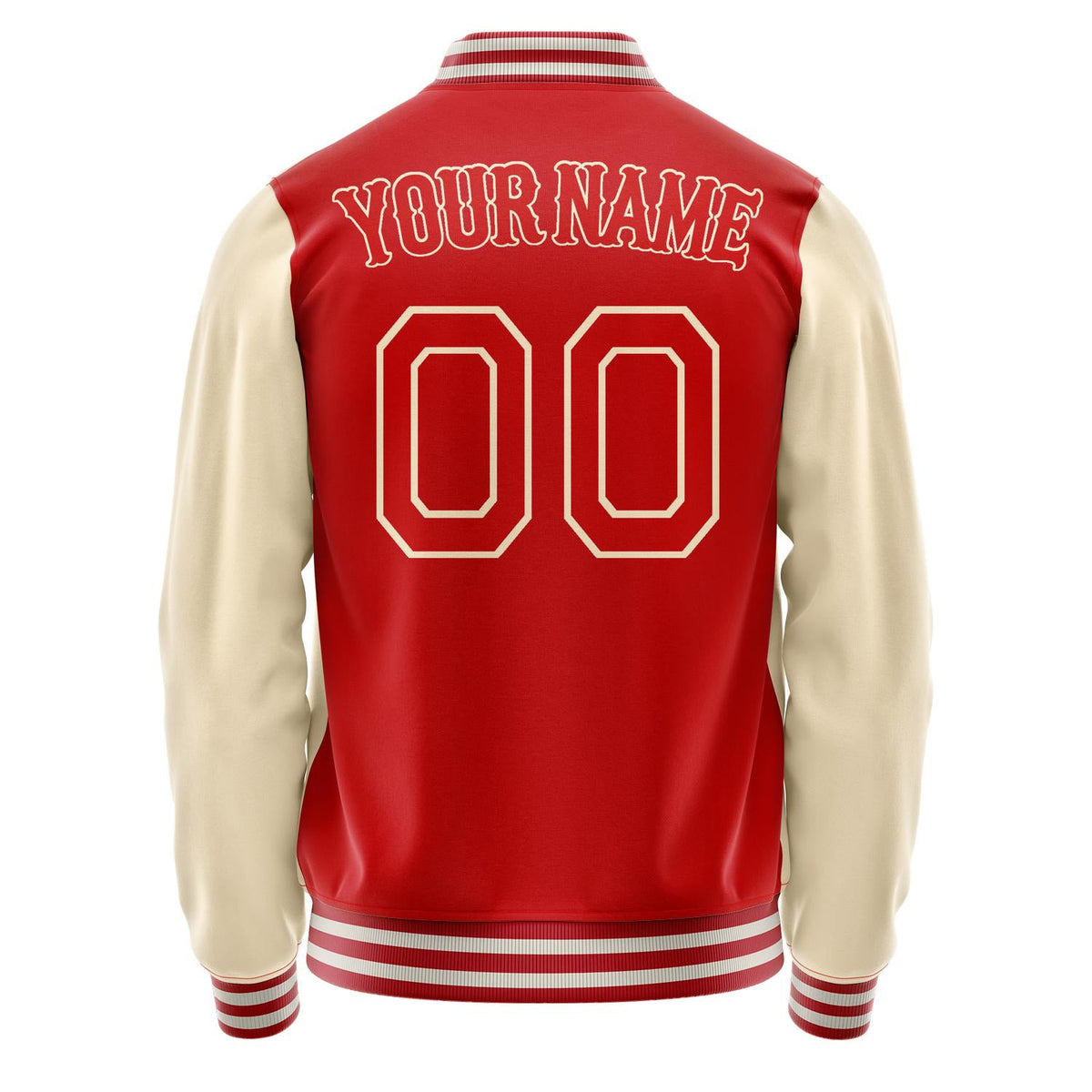 Custom Red Cream Solid Color Varsity Letterman Jacket JA02240617XY414