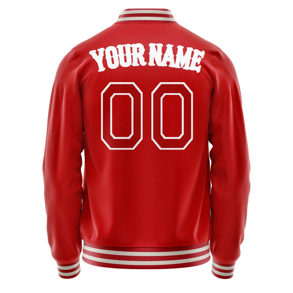 Custom Red White Solid Color Varsity Letterman Jacket JA02240617XY416