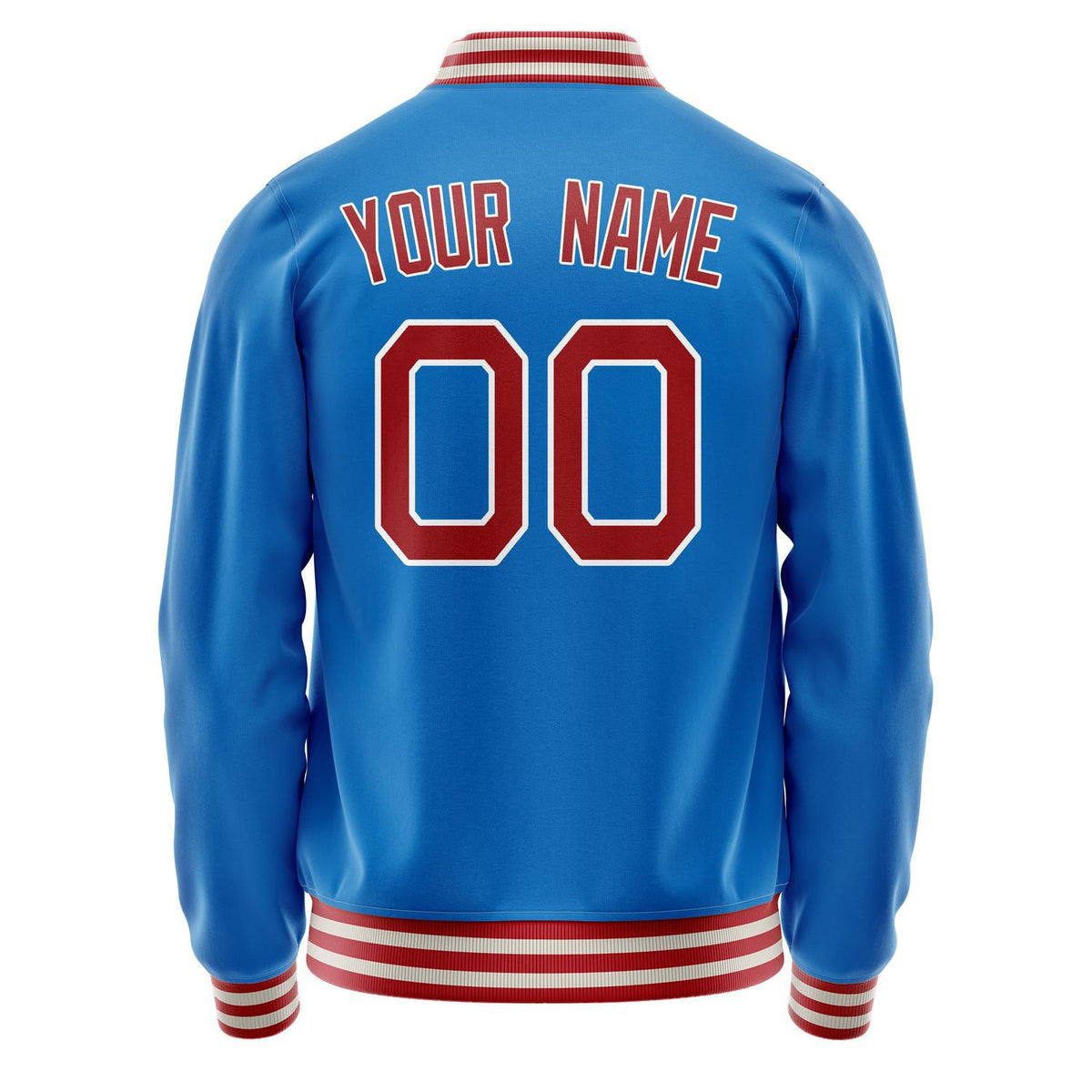 Custom Electric-Blue Crimson Solid Color Varsity Letterman Jacket JA02240617YH123