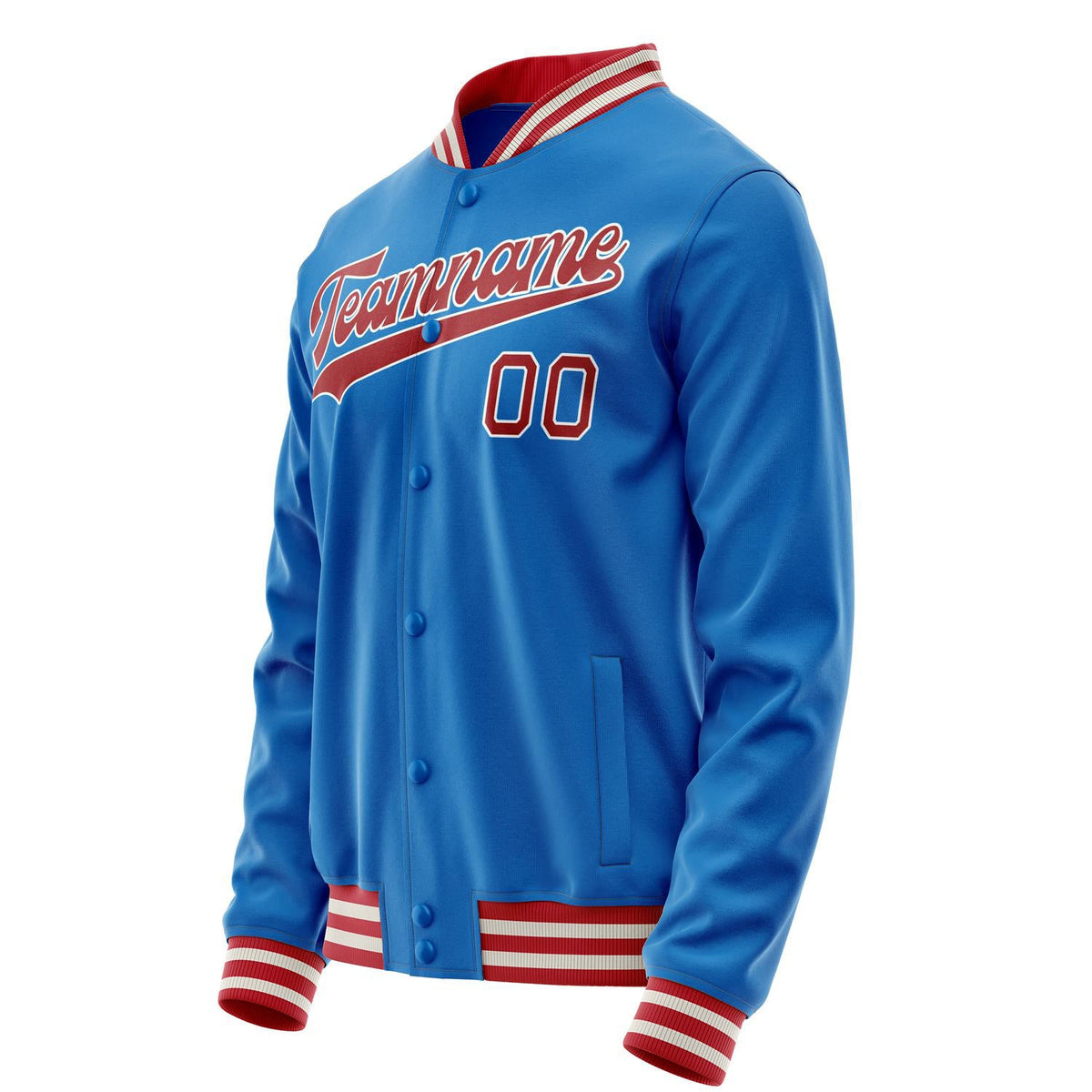 Custom Electric-Blue Crimson Solid Color Varsity Letterman Jacket JA02240617YH123