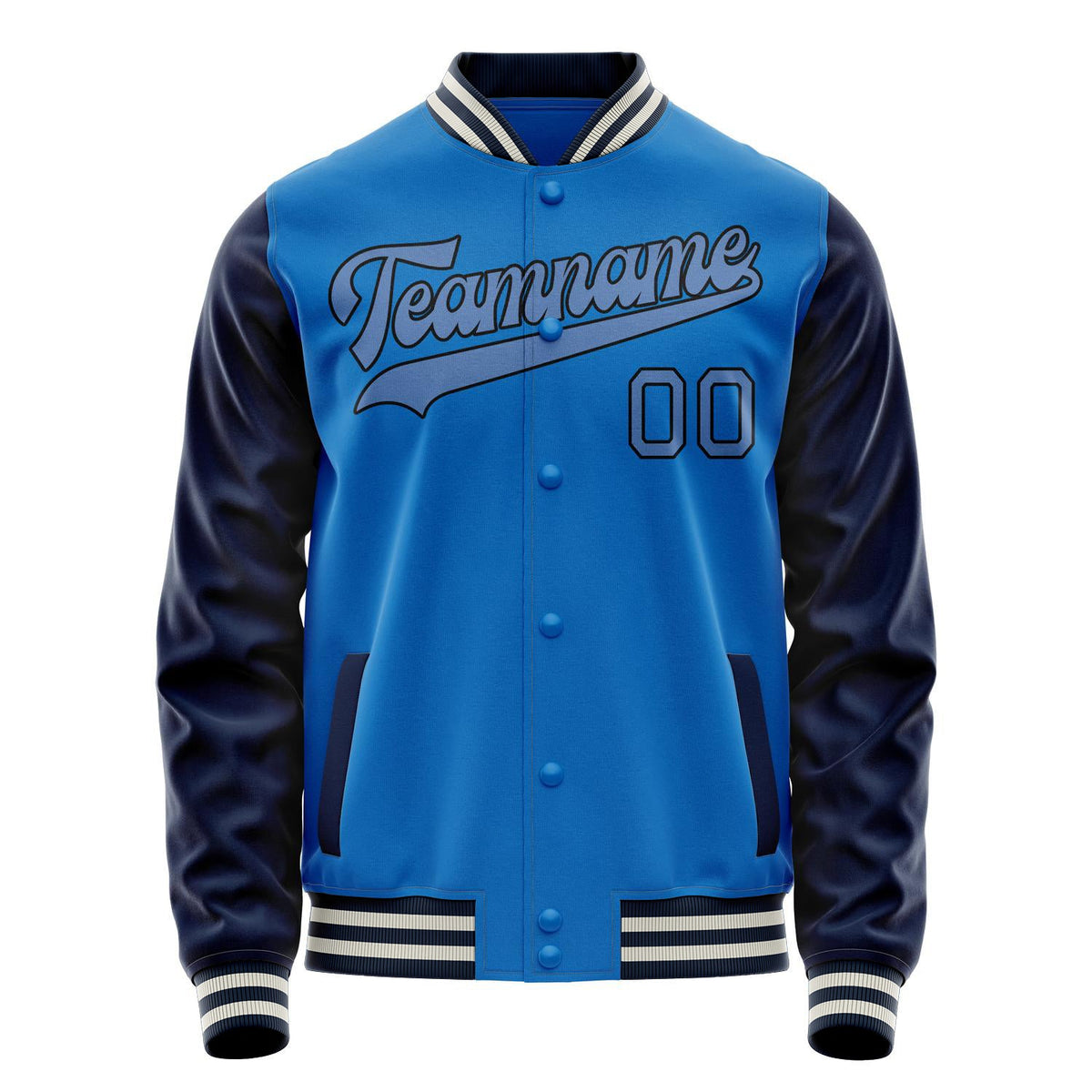 Custom Electric-Blue Navy Solid Color Varsity Letterman Jacket JA02240617YH128