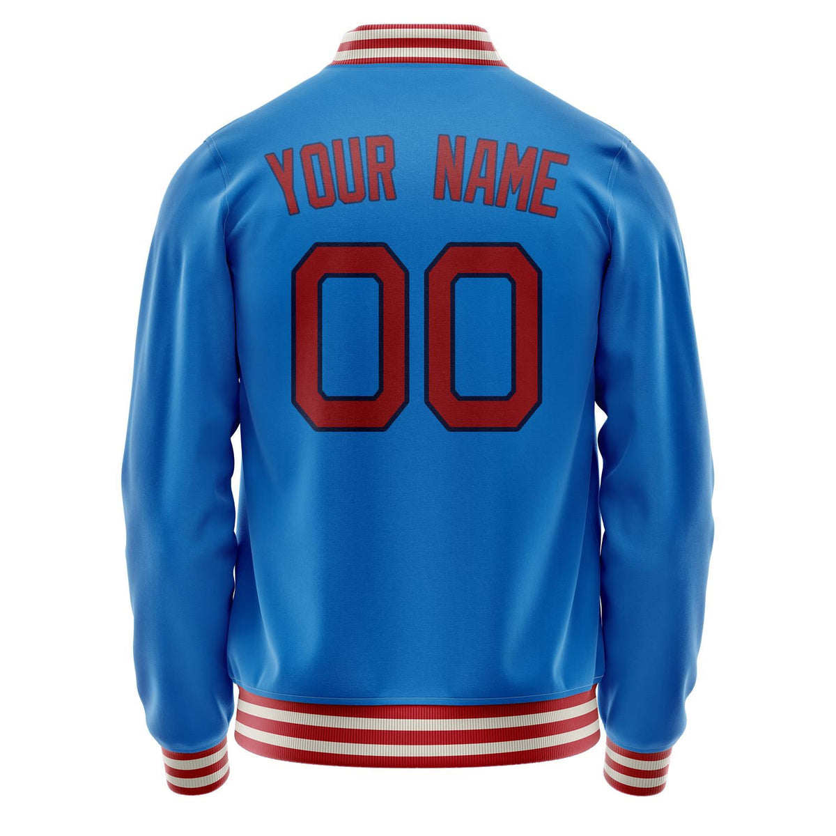 Custom Electric-Blue Crimson Solid Color Varsity Letterman Jacket JA02240617YH129