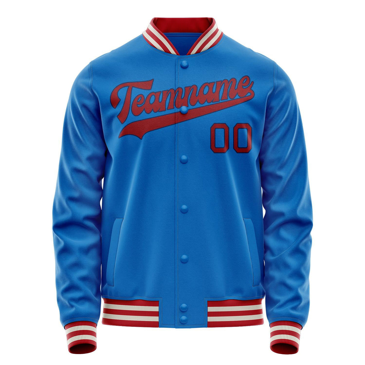 Custom Electric-Blue Crimson Solid Color Varsity Letterman Jacket JA02240617YH129