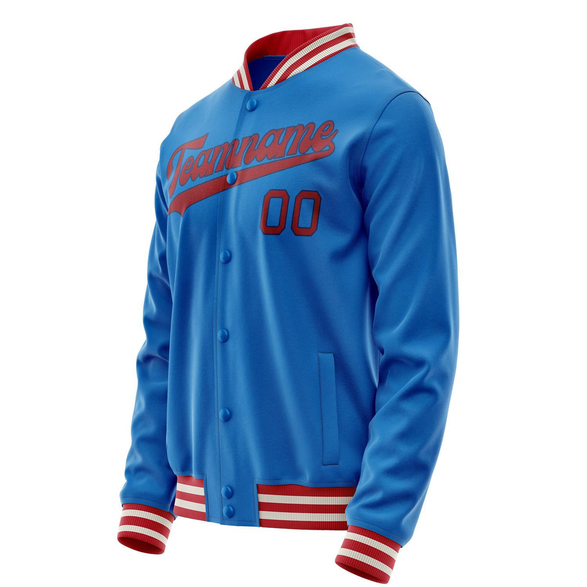 Custom Electric-Blue Crimson Solid Color Varsity Letterman Jacket JA02240617YH129