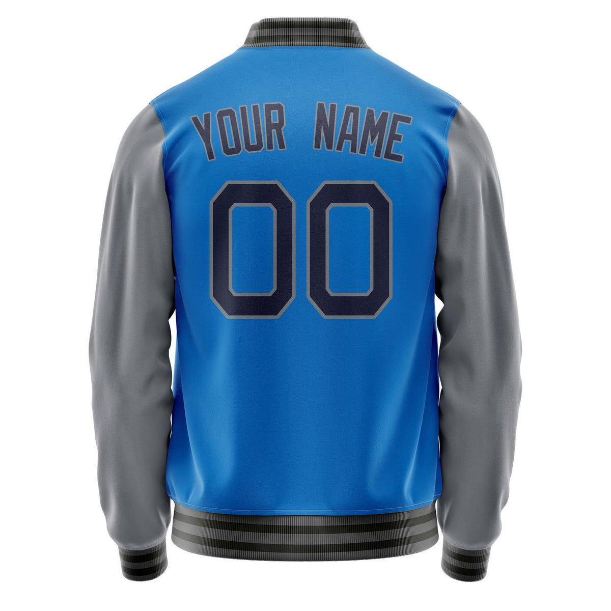 Custom Electric-Blue Gray Solid Color Varsity Letterman Jacket JA02240617YH132