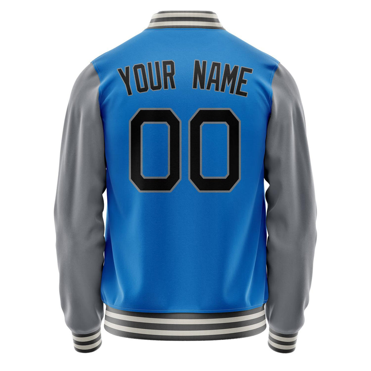 Custom Electric-Blue Gray Solid Color Varsity Letterman Jacket JA02240617YH133