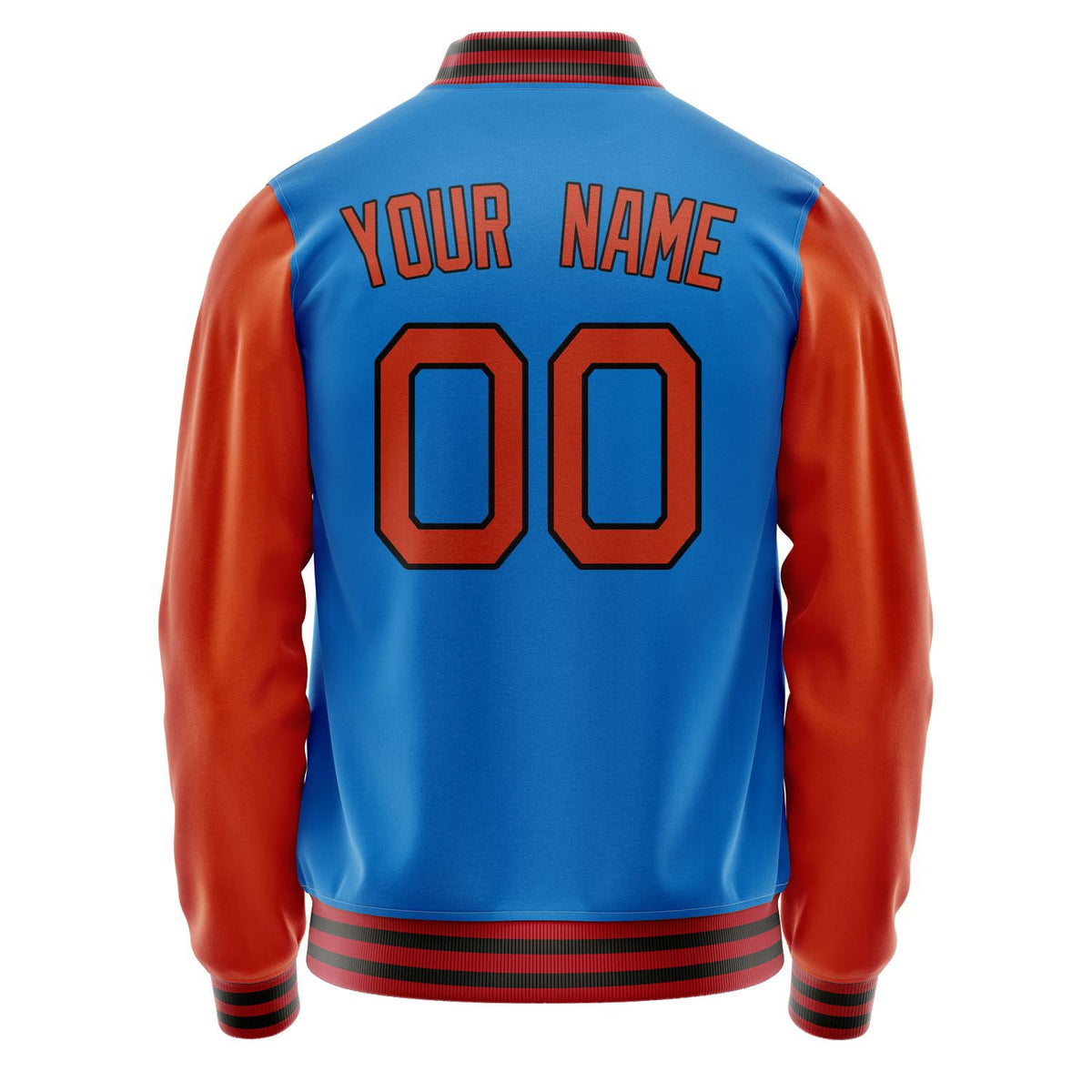 Custom Electric-Blue Orange Solid Color Varsity Letterman Jacket JA02240617YH135