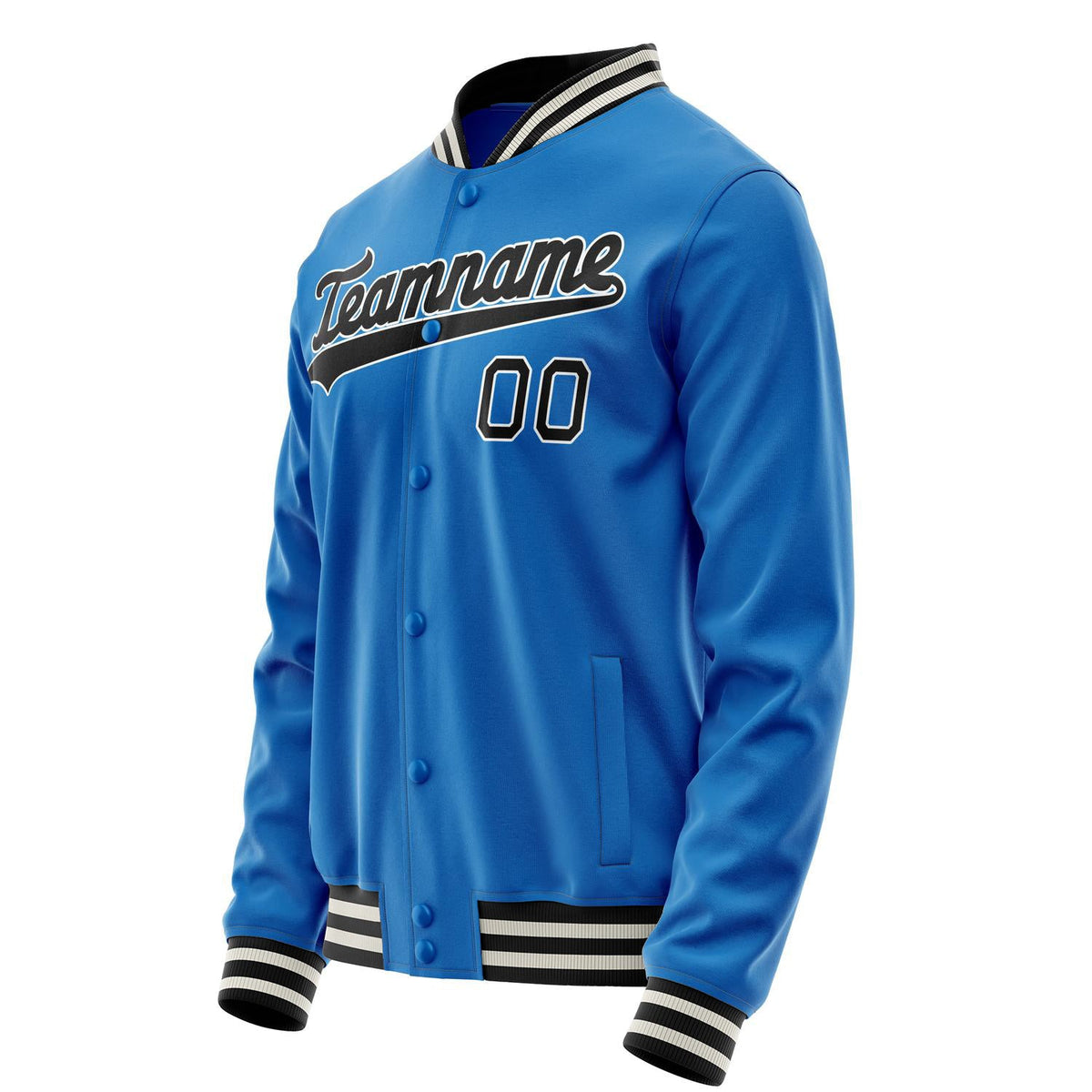 Custom Electric-Blue Black Solid Color Varsity Letterman Jacket JA02240617YH140