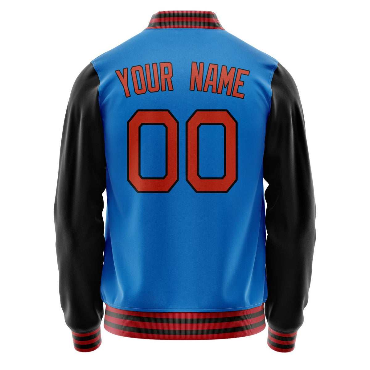 Custom Electric-Blue Black Solid Color Varsity Letterman Jacket JA02240617YH141