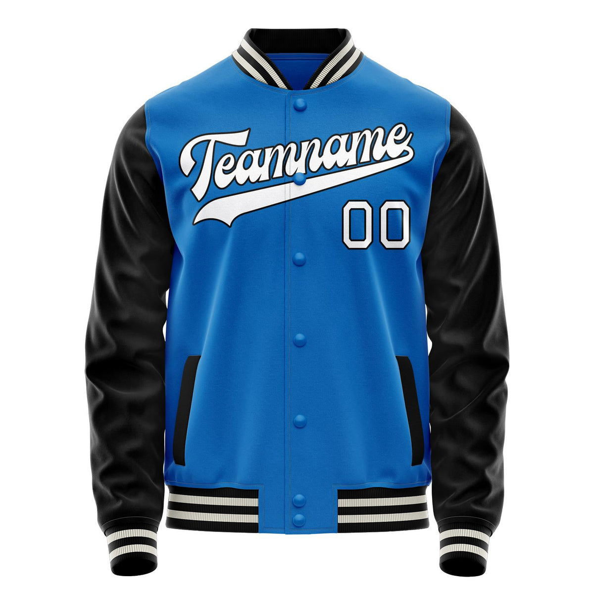 Custom Electric-Blue White Solid Color Varsity Letterman Jacket JA02240617YH144