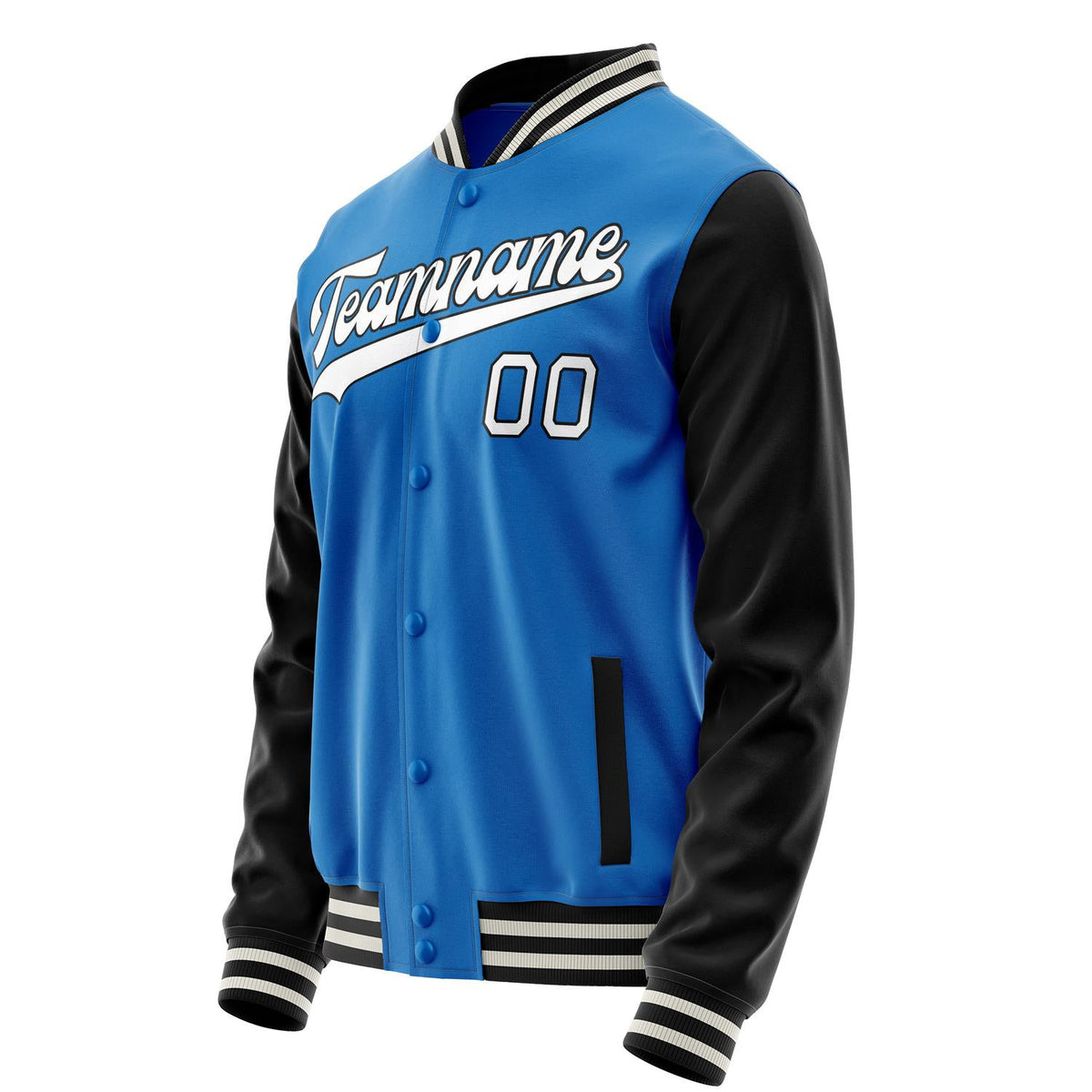 Custom Electric-Blue White Solid Color Varsity Letterman Jacket JA02240617YH144