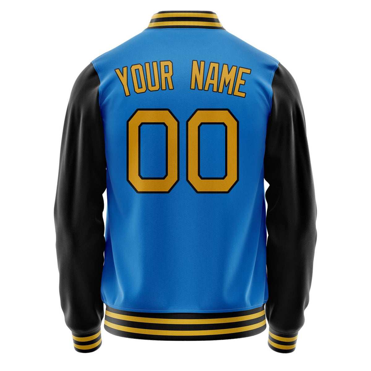 Custom Electric-Blue Old-Gold Solid Color Varsity Letterman Jacket JA02240617YH146