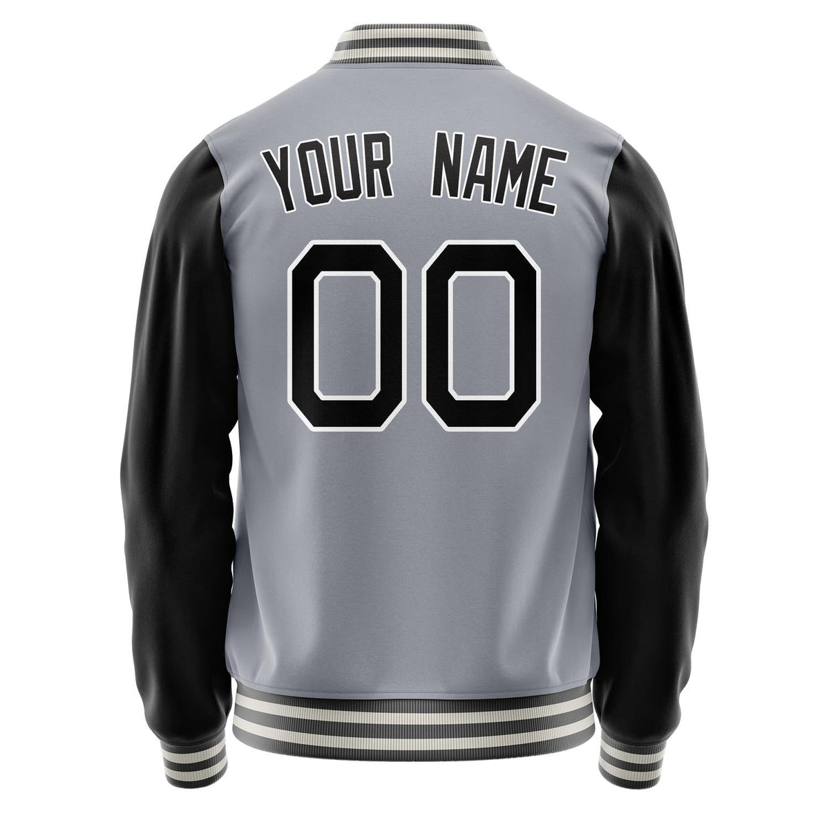 Custom Gray Black Solid Color Varsity Letterman Jacket JA02240617YH148