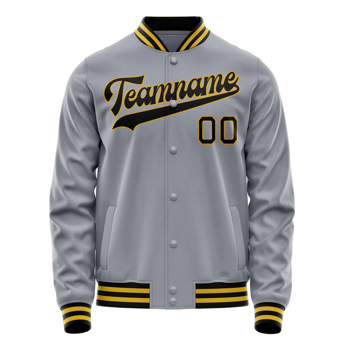 Custom Gray Black Solid Color Varsity Letterman Jacket JA02240617YH151