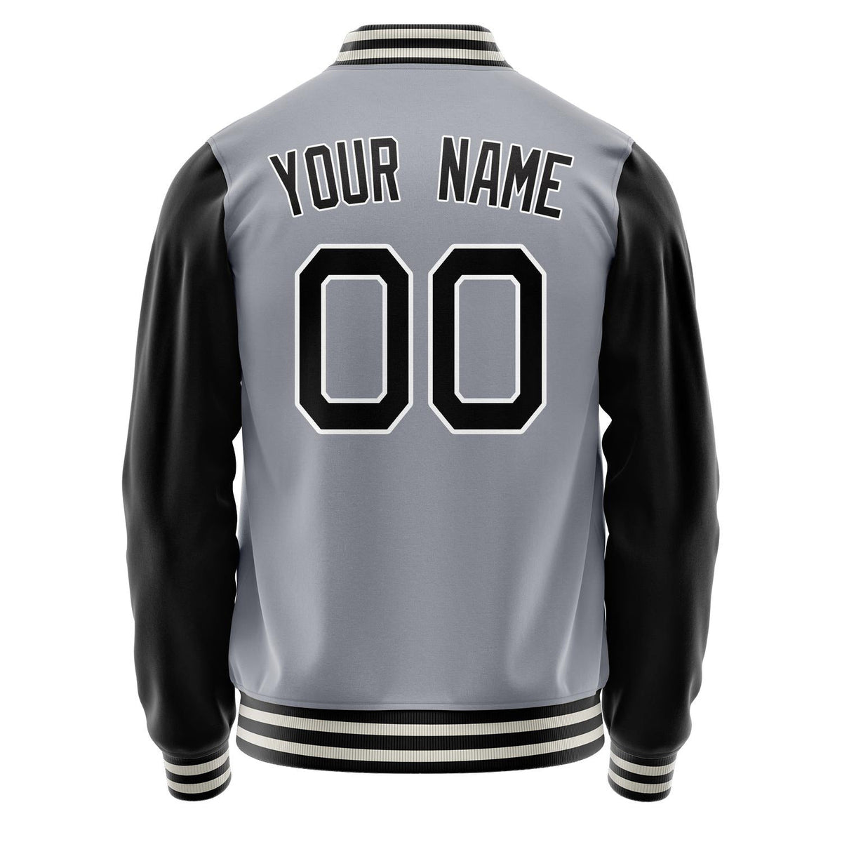 Custom Gray Black Solid Color Varsity Letterman Jacket JA02240617YH158