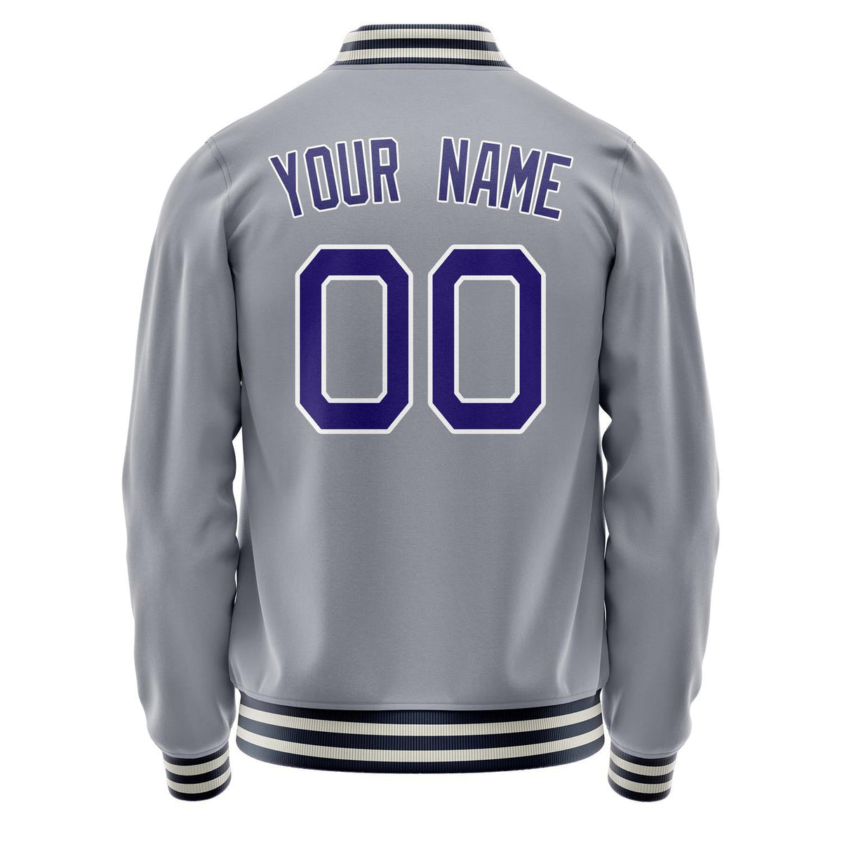 Custom Gray Purple Solid Color Varsity Letterman Jacket JA02240617YH160