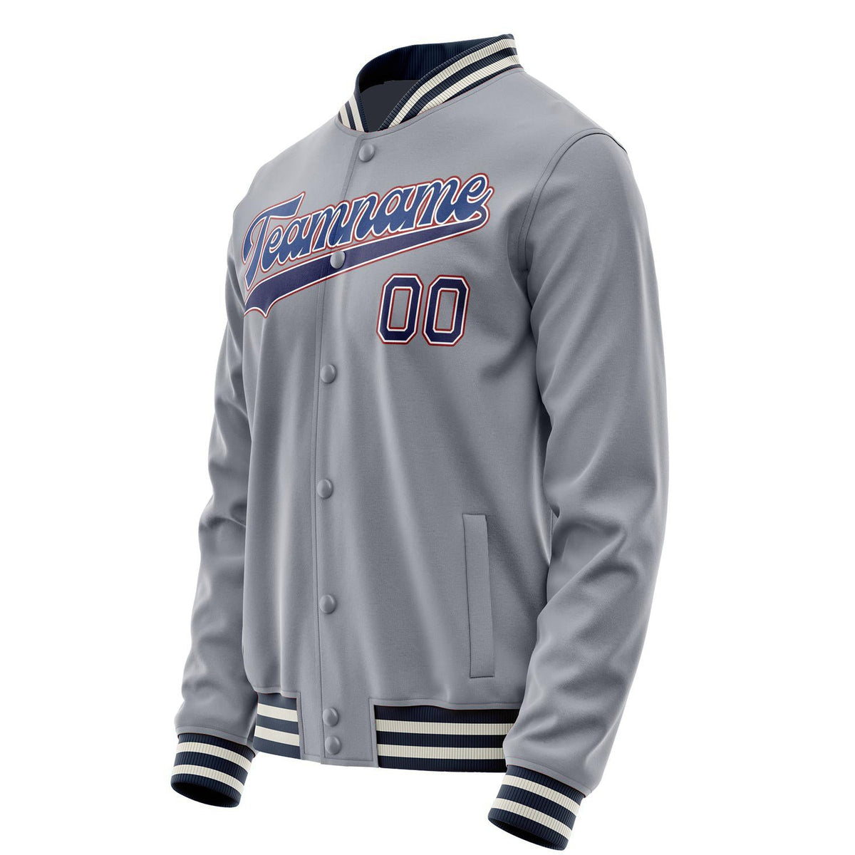 Custom Gray Royal Solid Color Varsity Letterman Jacket JA02240617YH161