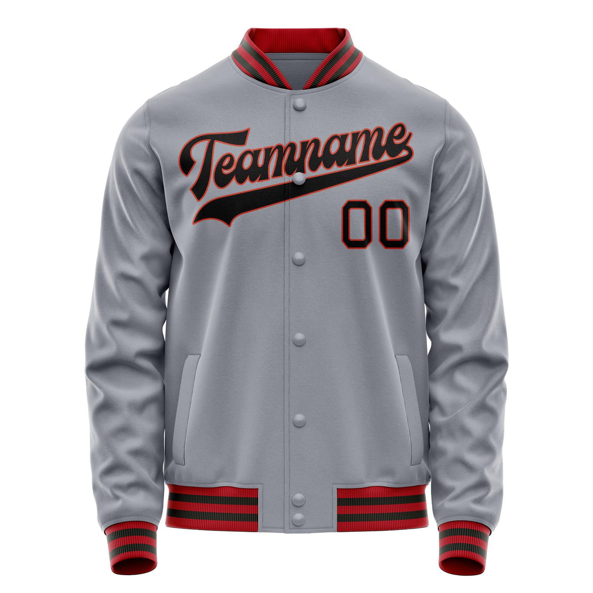 Custom Gray Black Solid Color Varsity Letterman Jacket JA02240617YH163