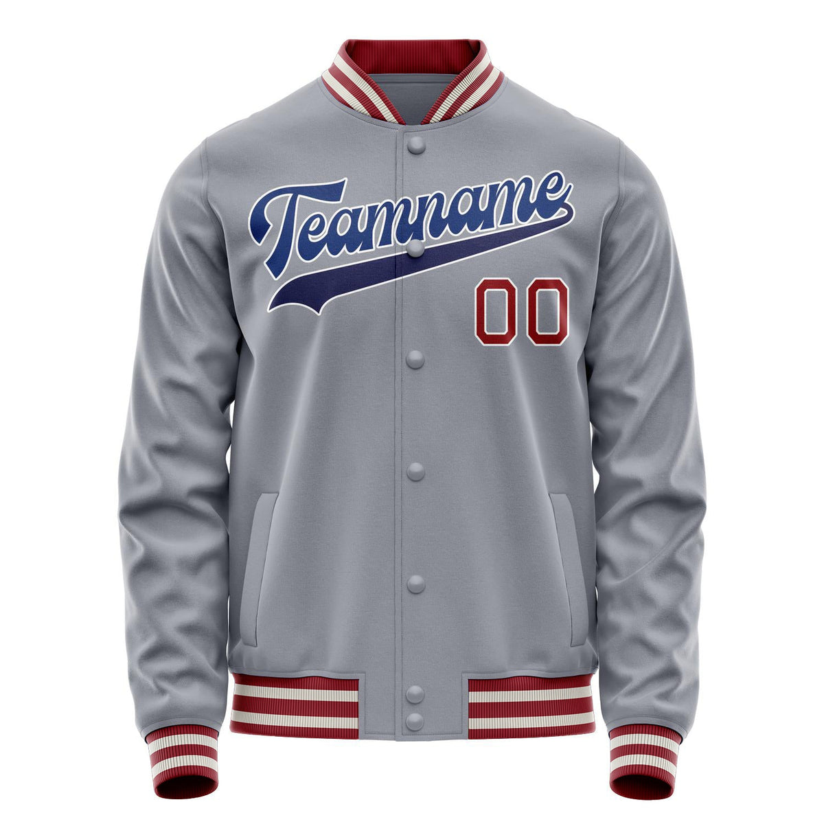 Custom Gray Royal Solid Color Varsity Letterman Jacket JA02240617YH168