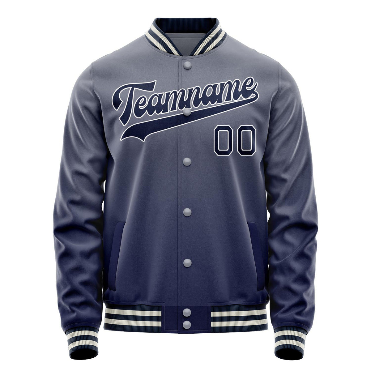 Custom Gray Navy Gradient Varsity Letterman Jacket JA02240617YH169