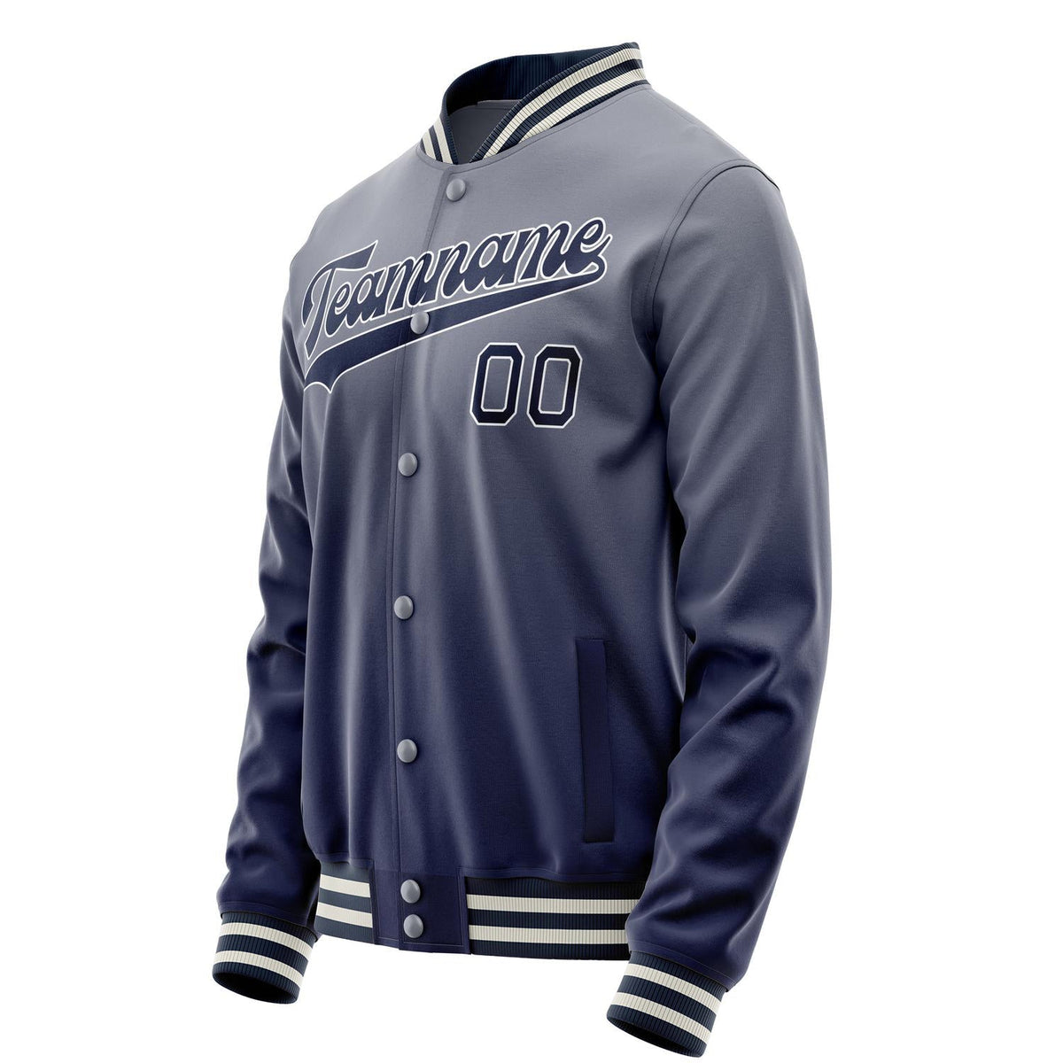 Custom Gray Navy Gradient Varsity Letterman Jacket JA02240617YH169