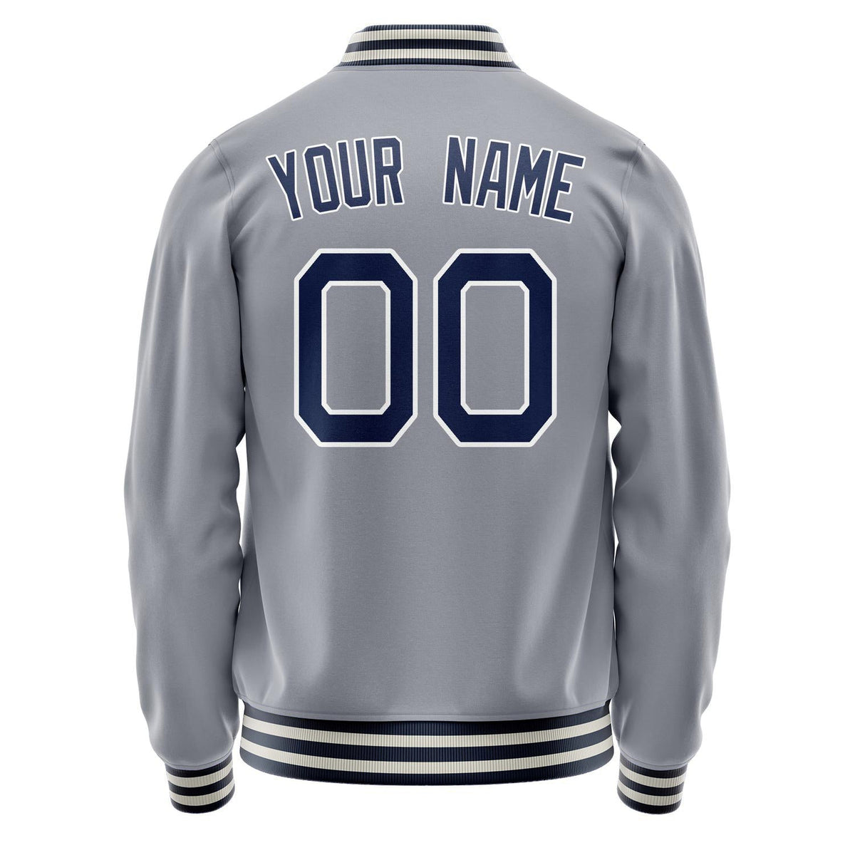 Custom Gray Navy Solid Color Varsity Letterman Jacket JA02240617YH172