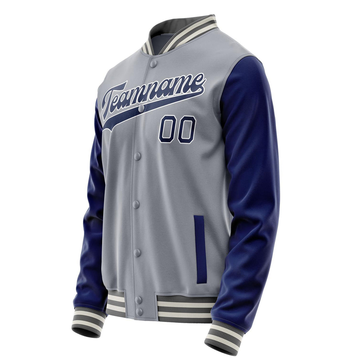 Custom Gray Royal Solid Color Varsity Letterman Jacket JA02240617YH173