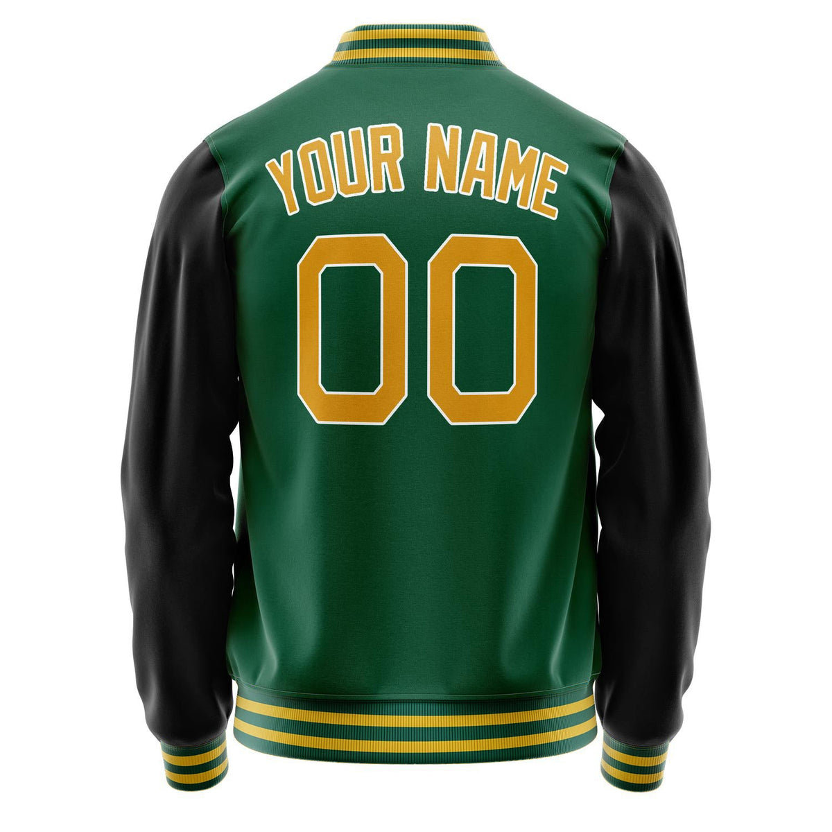 Custom Kelly-Green Gold Solid Color Varsity Letterman Jacket JA02240617ZF211