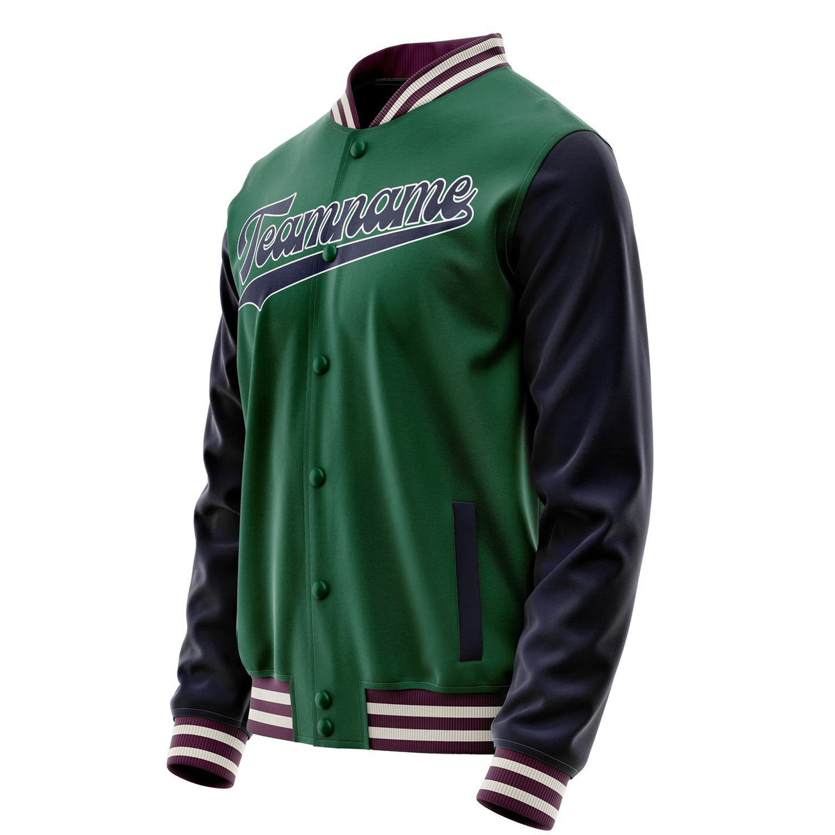 Custom Kelly-Green Navy Solid Color Varsity Letterman Jacket JA02240617ZF212