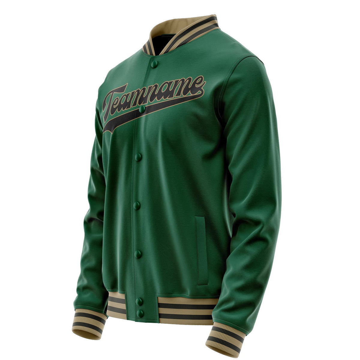 Custom Kelly-Green Black Solid Color Varsity Letterman Jacket JA02240617ZF213