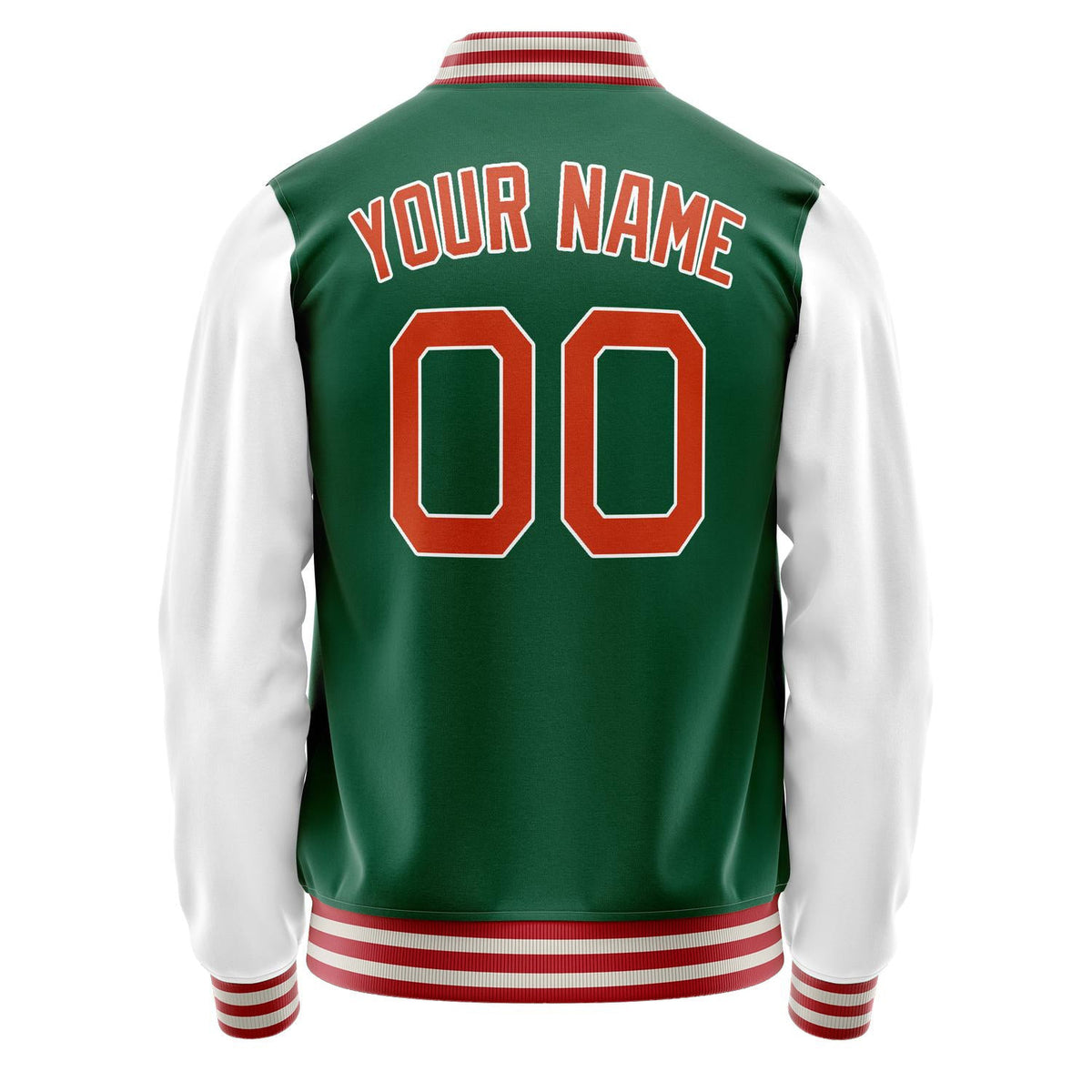 Custom Kelly-Green White Solid Color Varsity Letterman Jacket JA02240617ZF214