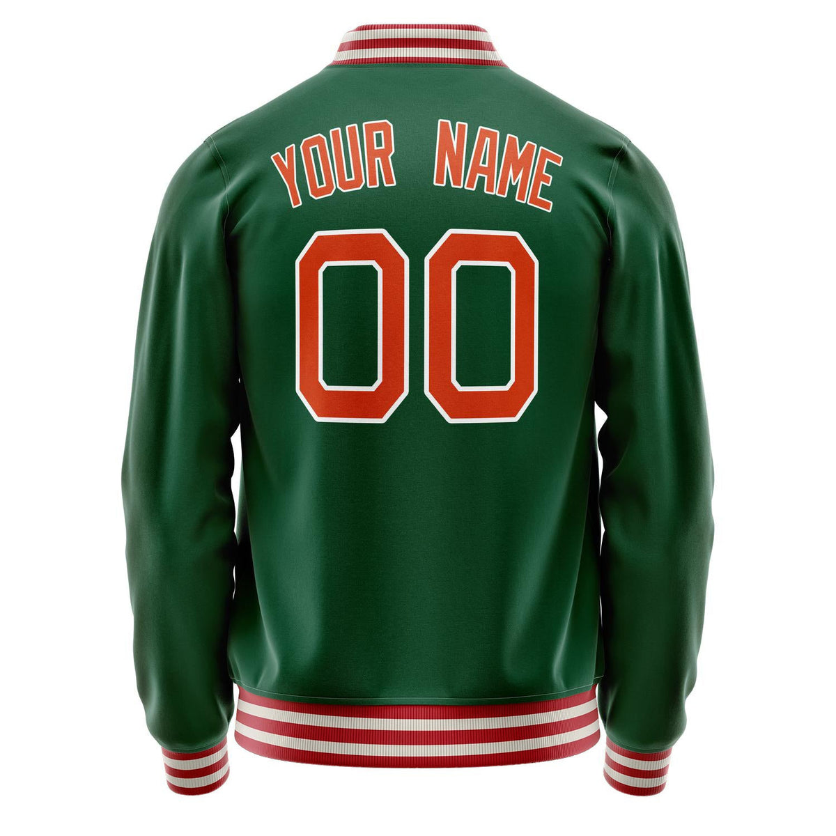 Custom Kelly-Green Orange Solid Color Varsity Letterman Jacket JA02240617ZF215