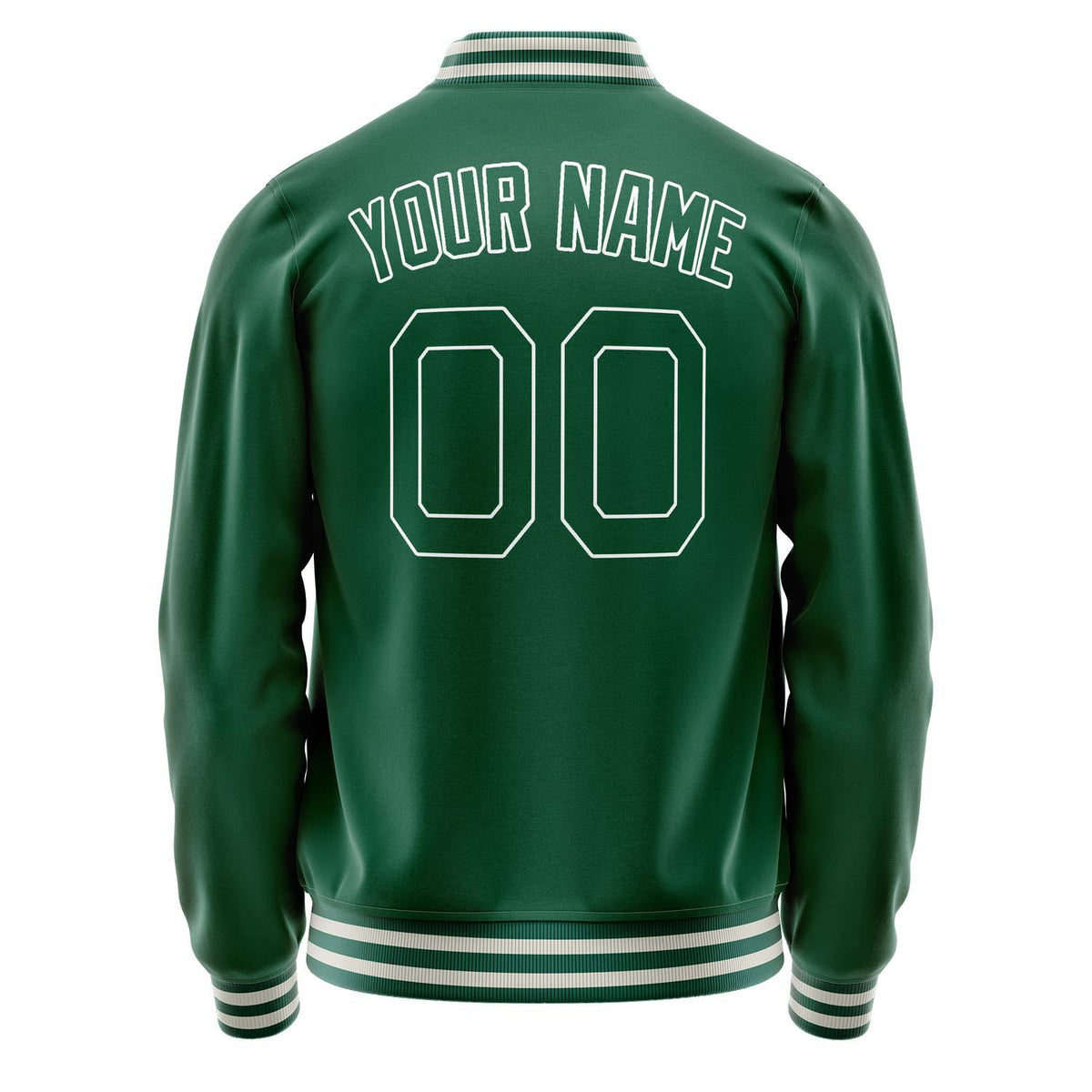 Custom Kelly-Green White Solid Color Varsity Letterman Jacket JA02240617ZF218