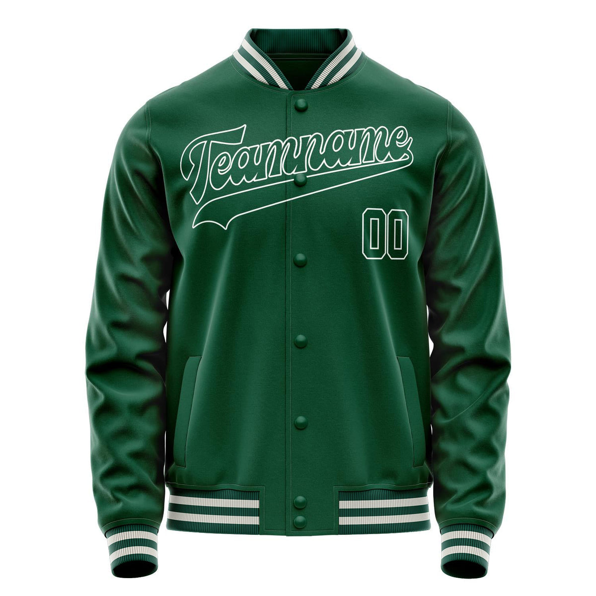 Custom Kelly-Green White Solid Color Varsity Letterman Jacket JA02240617ZF218