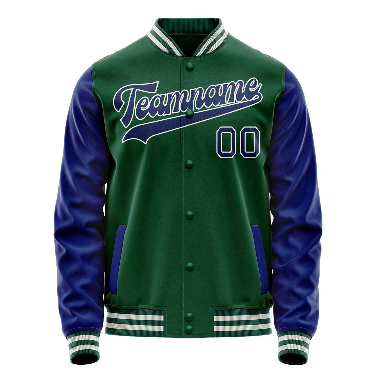 Custom Kelly-Green Royal Solid Color Varsity Letterman Jacket JA02240617ZF222