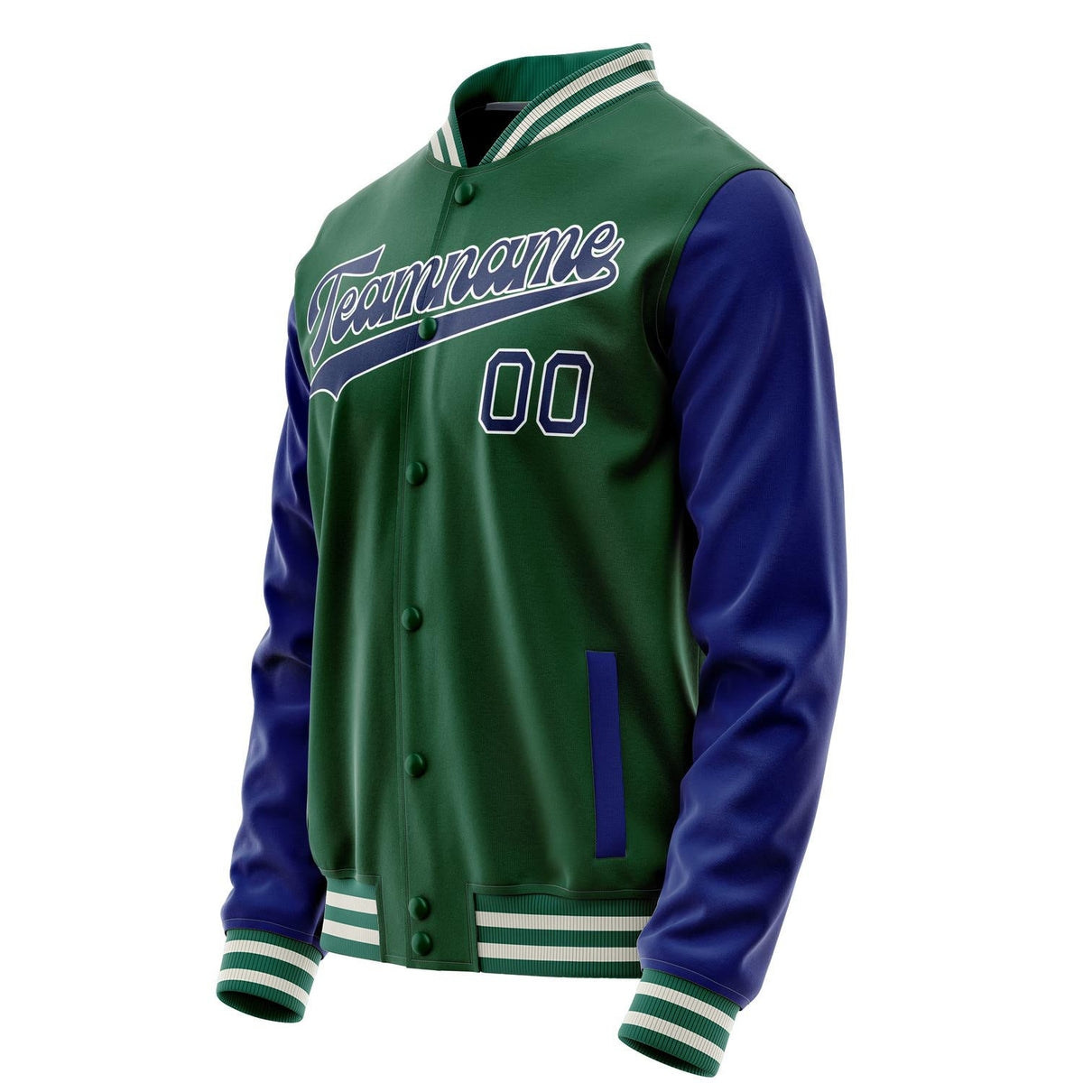 Custom Kelly-Green Royal Solid Color Varsity Letterman Jacket JA02240617ZF222