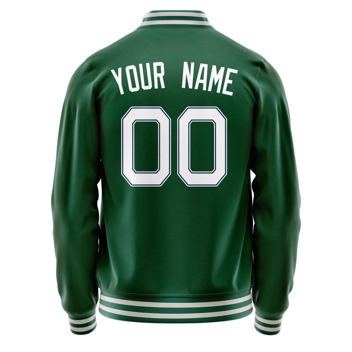 Custom Kelly-Green White Solid Color Varsity Letterman Jacket JA02240617ZF224