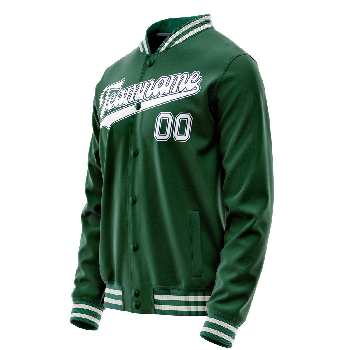 Custom Kelly-Green White Solid Color Varsity Letterman Jacket JA02240617ZF224